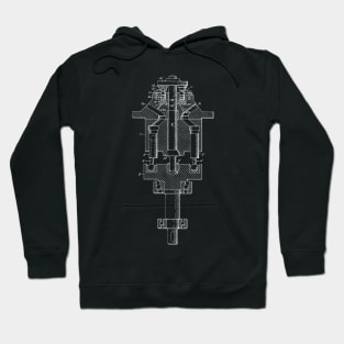 Axial Pistol Unit Vintage Patent Hand Drawing Hoodie